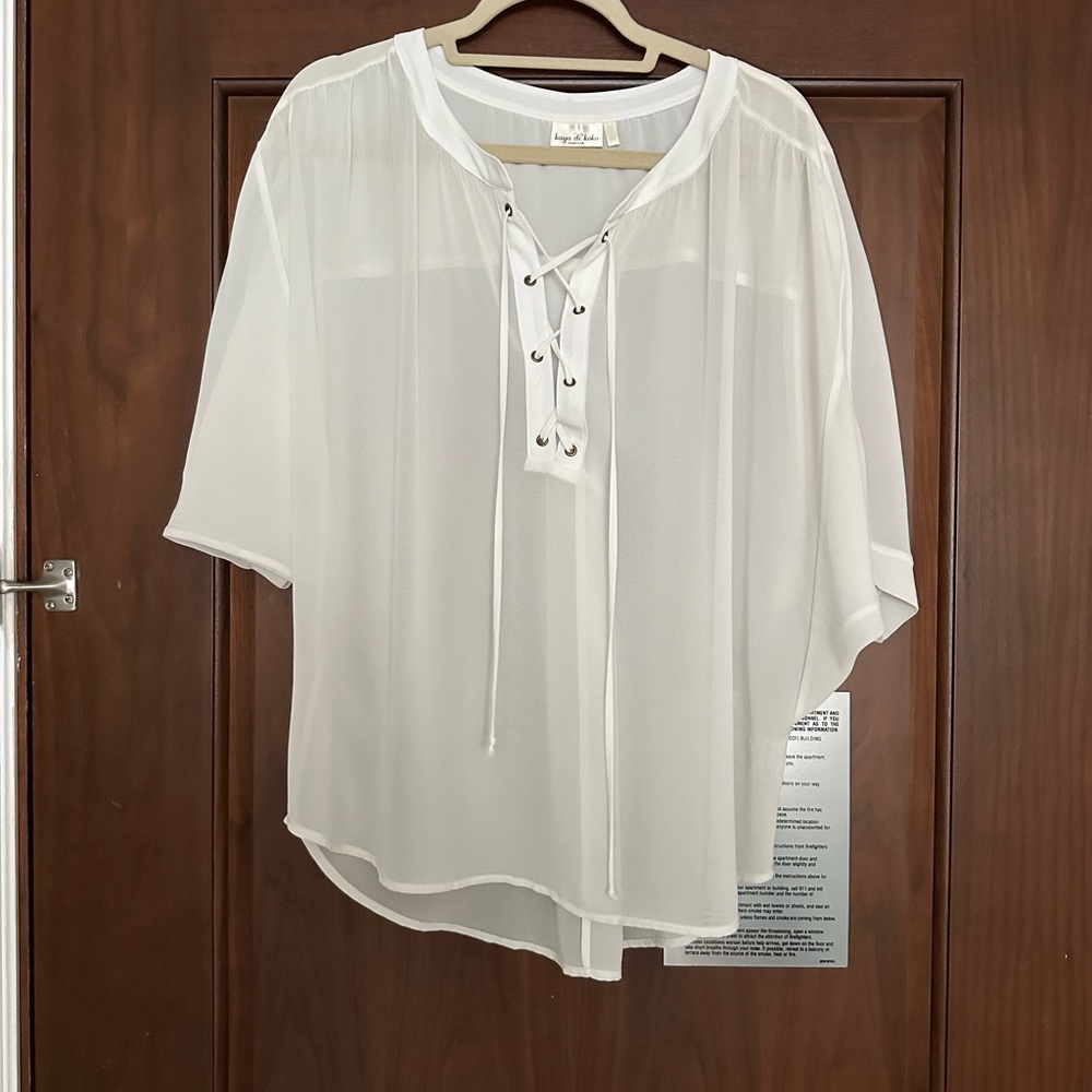 Kaya di Koko Blouse White/Ivory Sheer Size M